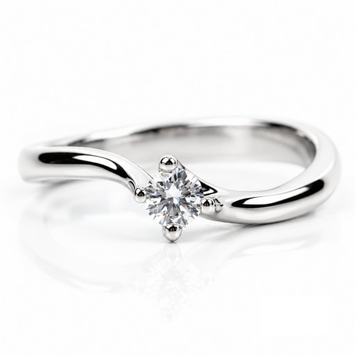 Невероятен Годежен Пръстен 18К Бяло Злато с Диамант   Bloom Jewellery